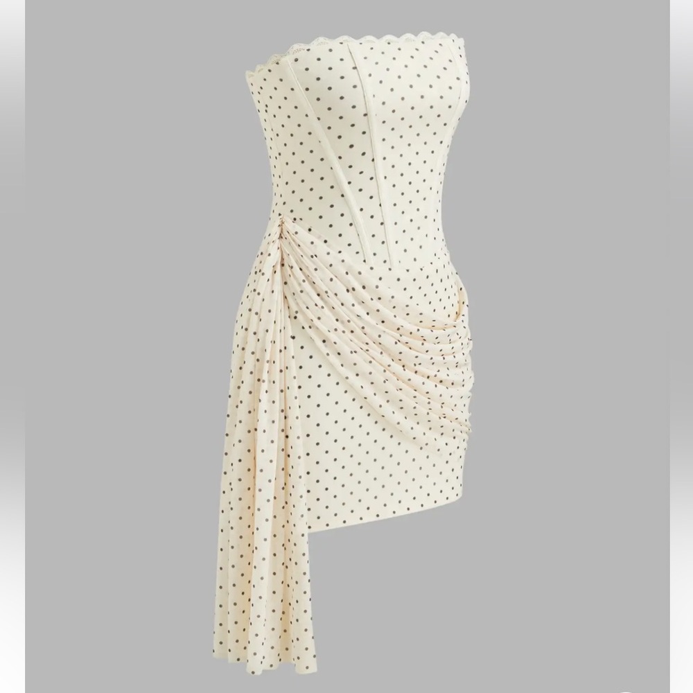 CIDER Strapless Cream Polka Dot Dress NWT